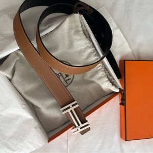 Hermes belt, reversible black and brown